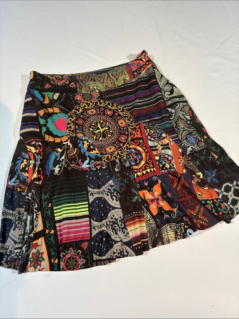Desigual Skater Skirt size Medium Multicolor patchwork lined - Picture 2 of 15